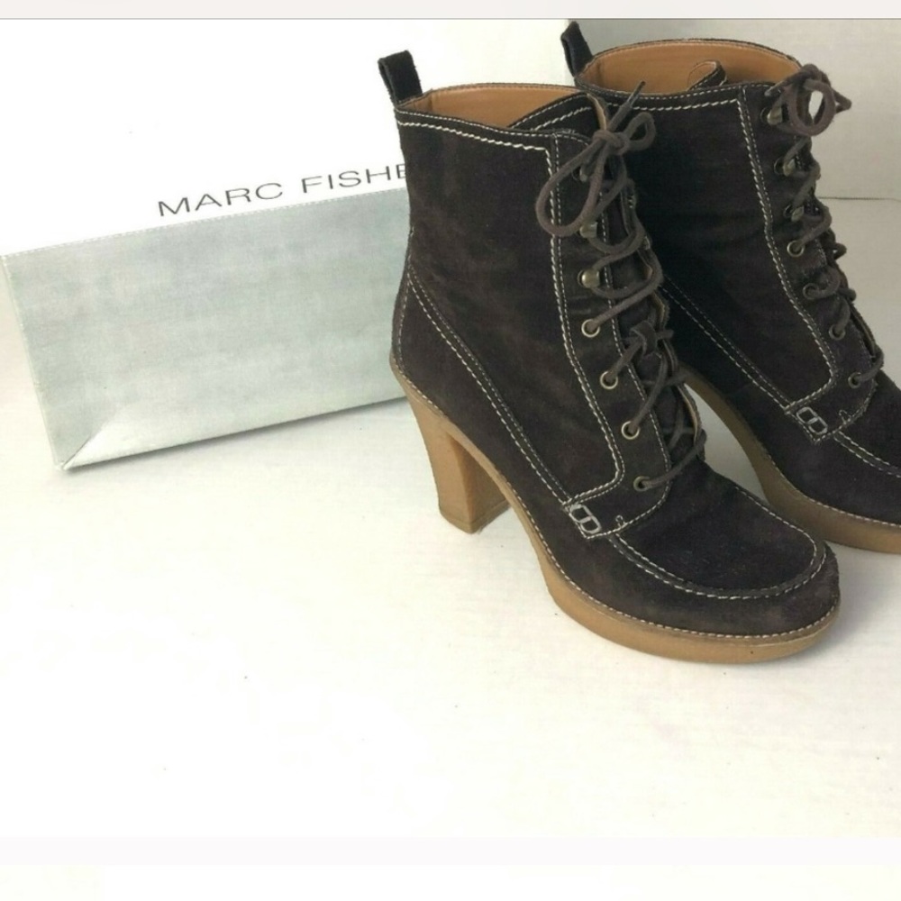 Marc Fisher MF Prima Leather Suede Heeled Booties
